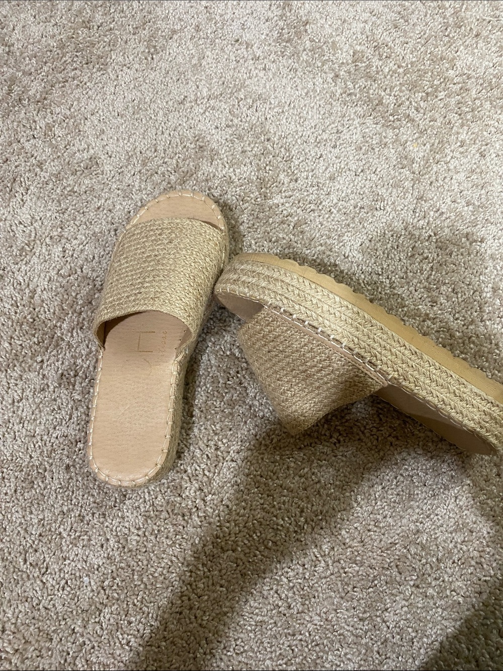 Woven Espadrille Slide Sandals in Natural